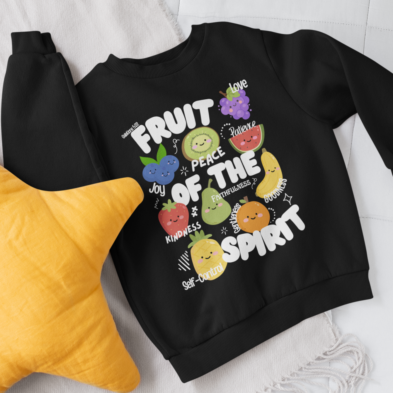 Toddler Fruit of the Spirit Christian Sweatshirt | Galatians 5:22–23 Bible Verse Crewneck