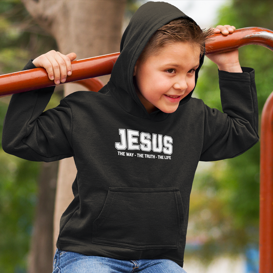 Toddler Jesus The Way, The Truth, The Life Pullover Fleece Hoodie, Christian Jesus Hoodie For Toddlers