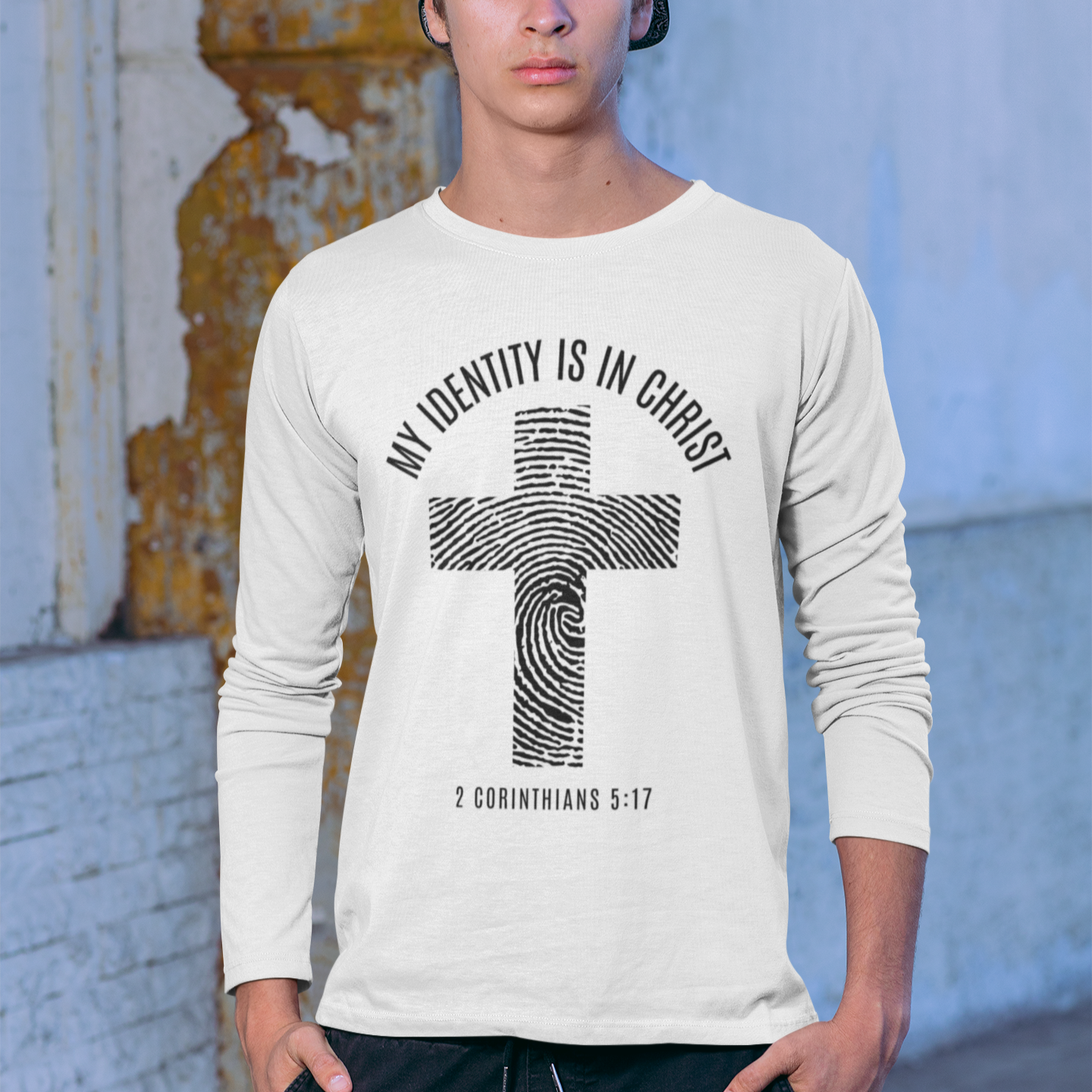 Unisex Long Sleeve Faith Tee - My Identity is in Christ, Christian Apparel, Inspirational Gift, Biblical Message, Religious Shirt
