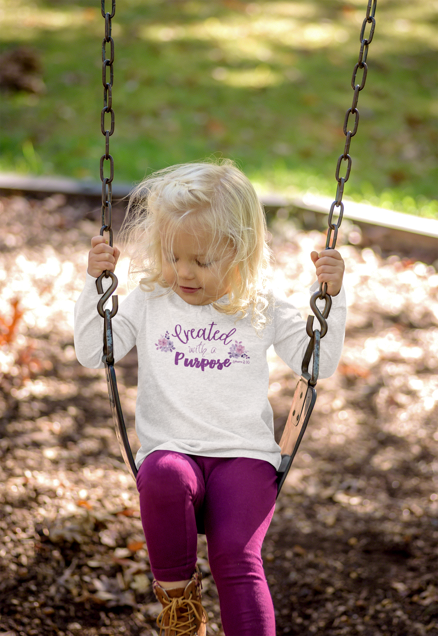 Christian Toddler Created With A Purpose Christian Bible Verse Tee. Bible Verse Tee For Christian Girls. Scripture Tee For Christian Toddlers.  Gospel Tee For Babies.