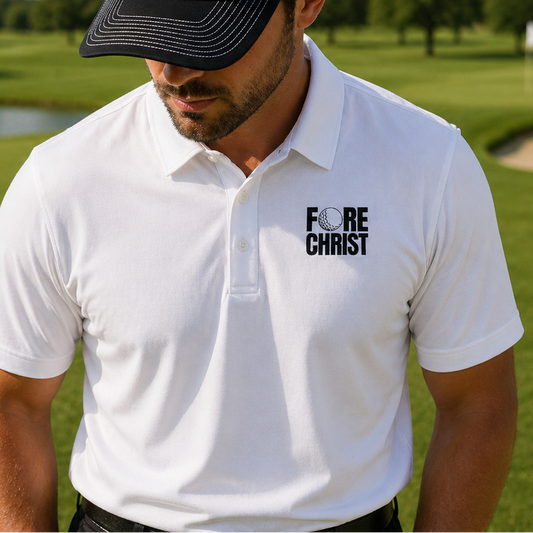 Men's Fore Christ Golf Polo - Lightweight Golf Polo For Christian Golfer