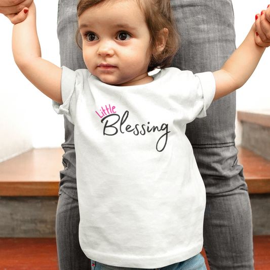 Infant Girl Tee - "Little Blessing" Script Baby Shirt | Newborn Gift, Baby Shower