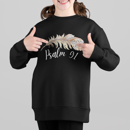 Girls Psalm 91 God's Protection Youth Crewneck Sweatshirt