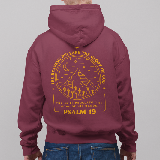 Psalm 19 Cozy Bible Verse Unisex Hoodie, Faith-Based Hooded Sweatshirt, God’s Glory Design, Spiritual Apparel