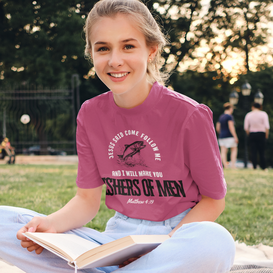 Fishers Of Men Youth Short Sleeve Scripture Tee - Inspirational Jesus Design