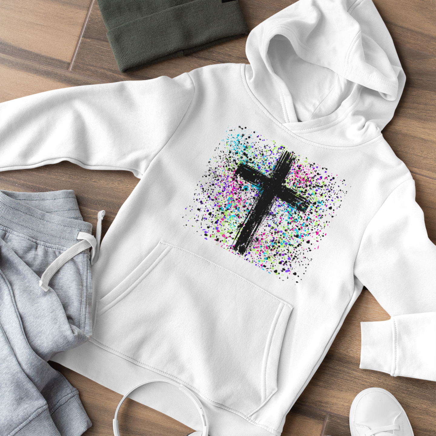 Kids Vibrant Cross Youth Hooded Sweatshirt