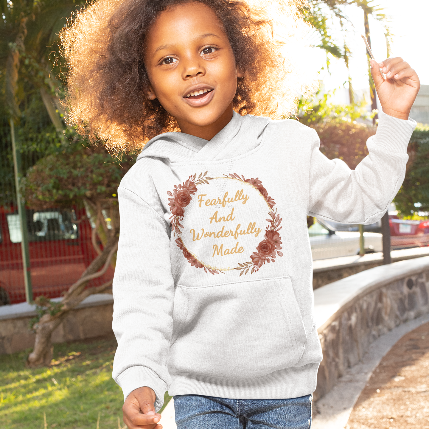 Girls Fearfully and Wonderfully Made Youth Hoodie | Bible Verse Sweatshirt for Kids, Gifts for Teens Girls, Motivational Christian Apparel