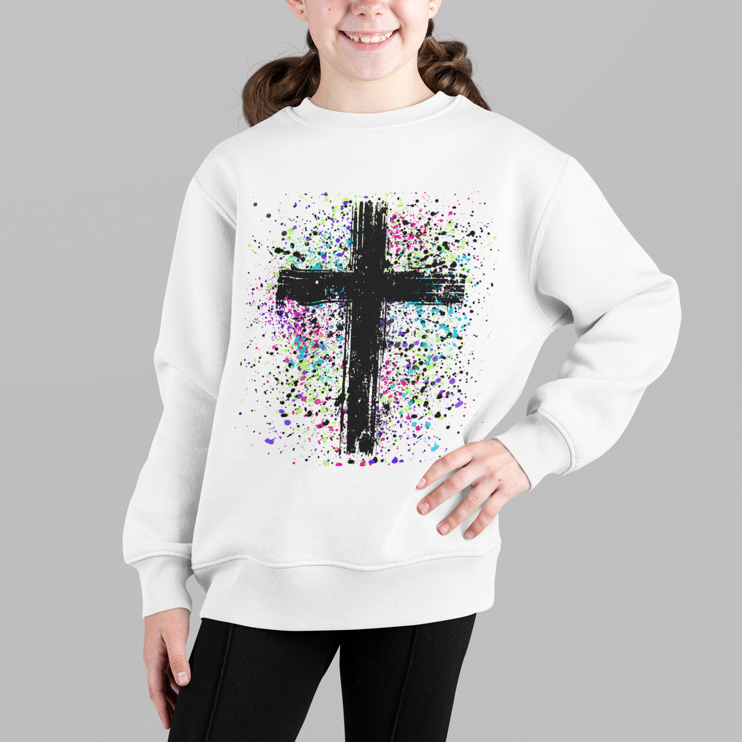 Kids Vibrant Cross Crewneck Sweatshirt