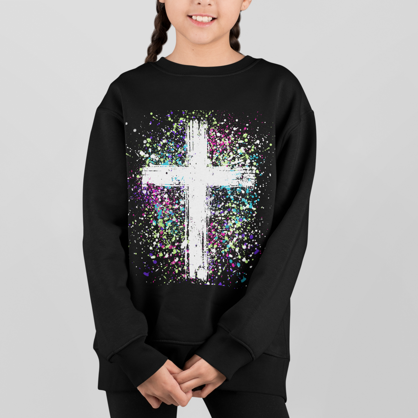 Kids Vibrant Cross Crewneck Sweatshirt