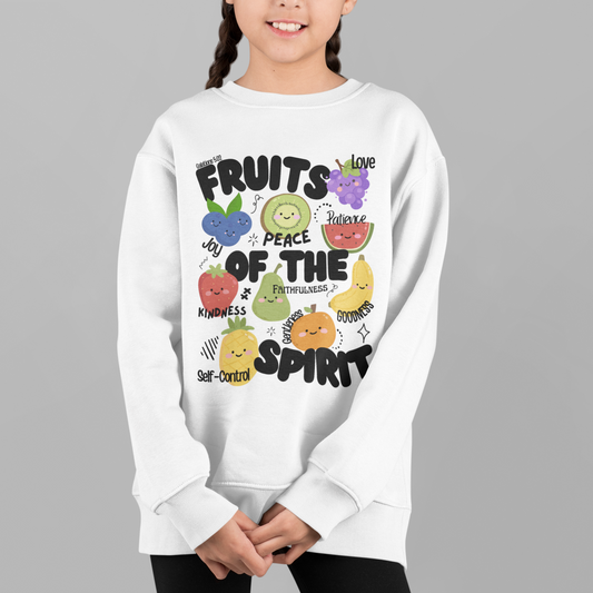 Kids 'Fruits of the Spirit' Crewneck Sweatshirt – Cute Christian Youth Bible Verse Design