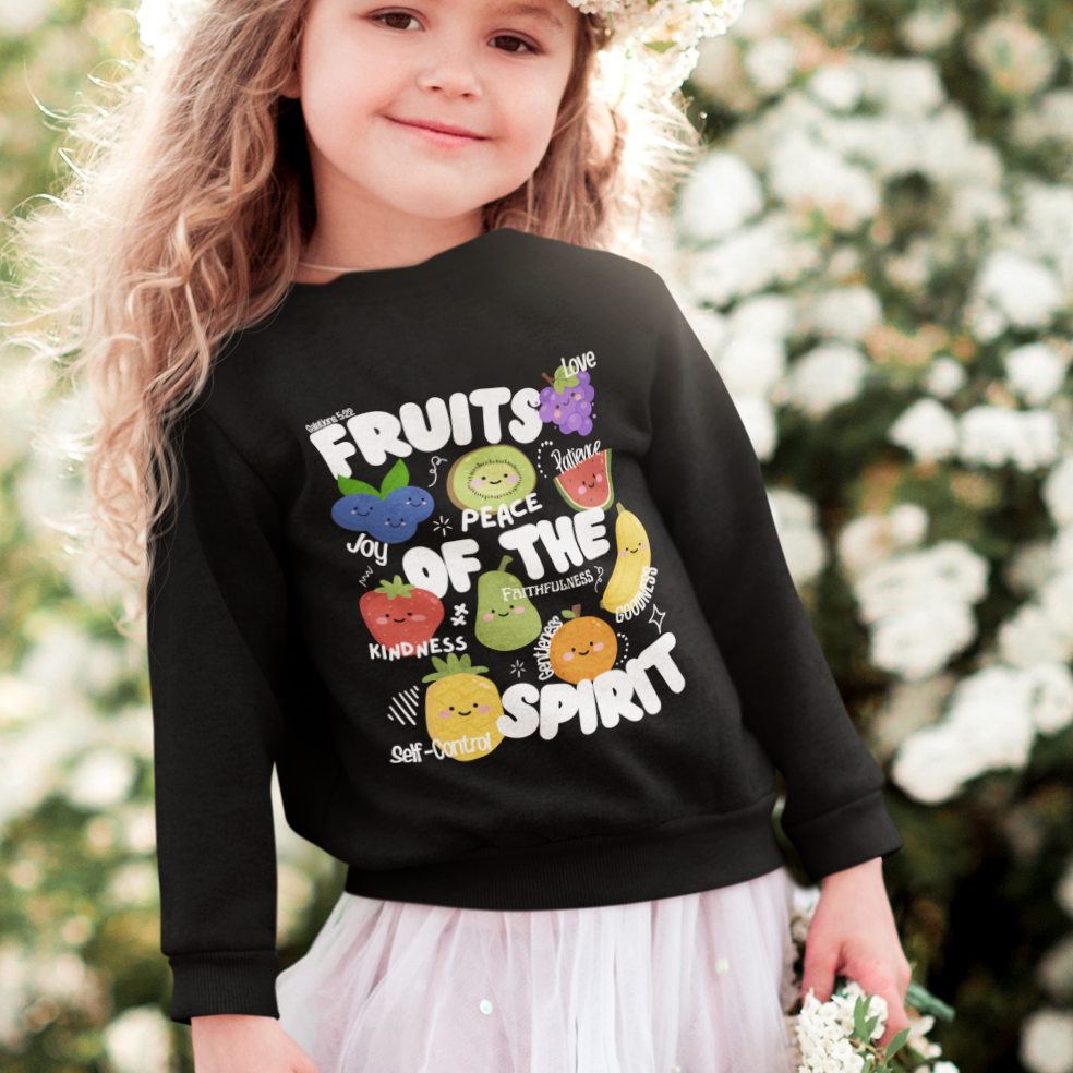 'Fruits of the Spirit' Toddler Sweatshirt - Cute Fruit Bible Verse Crewneck for Toddlers And Little Kids